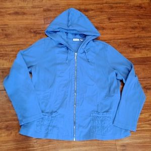 Zenergy by Chicos Blue Zip Up Light Jacket with Hood, 2